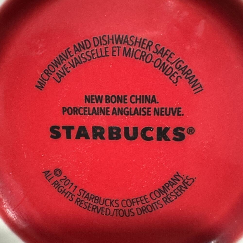 STARBUCKS White /Red 14 oz Coffee Mug Cup Bone China Color Block - Picture 5 of 6
